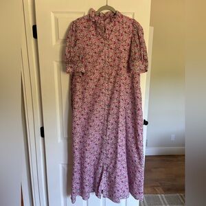 Hyacinth House Floral Pink Maxi Dress with Puff Sleeves